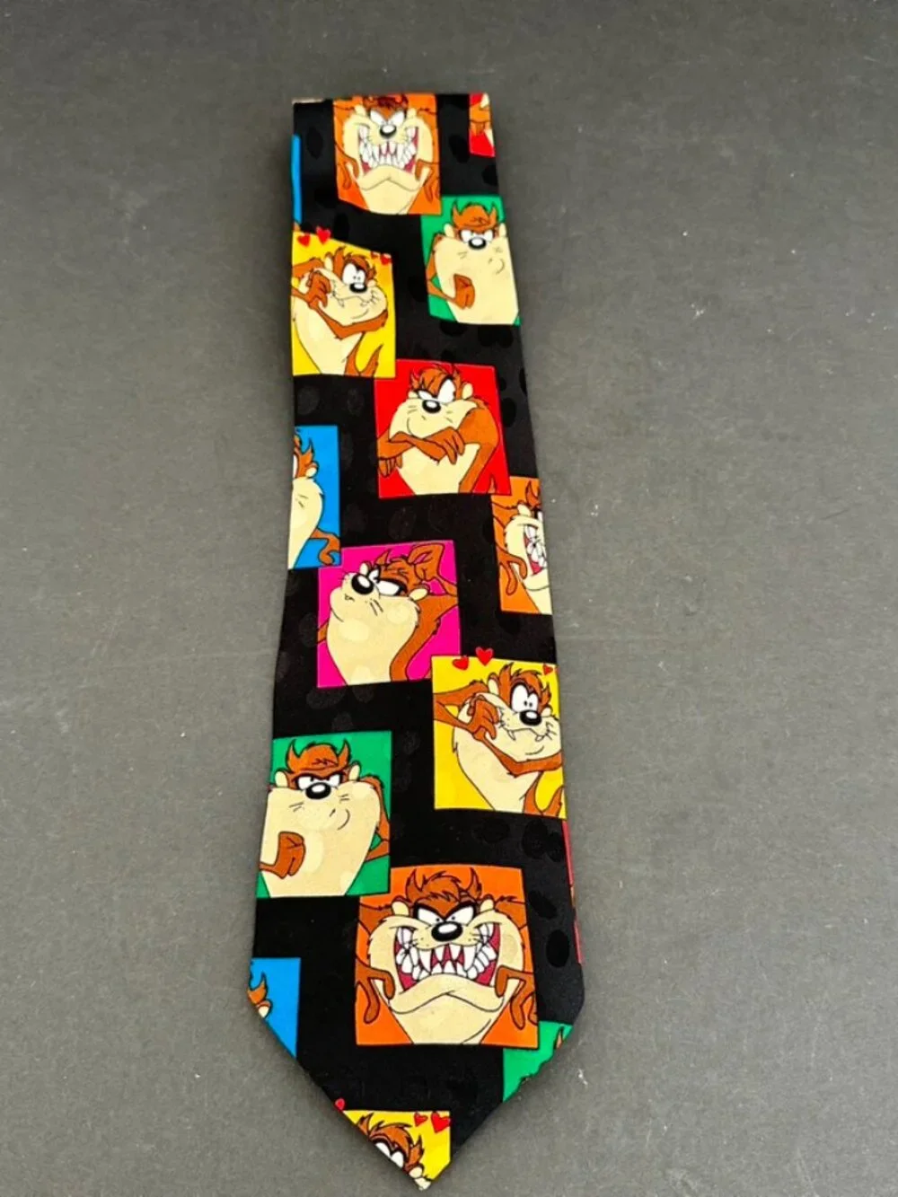 Looney Tunes Tazmanian Devil Colorblock Vintage Mens Tie